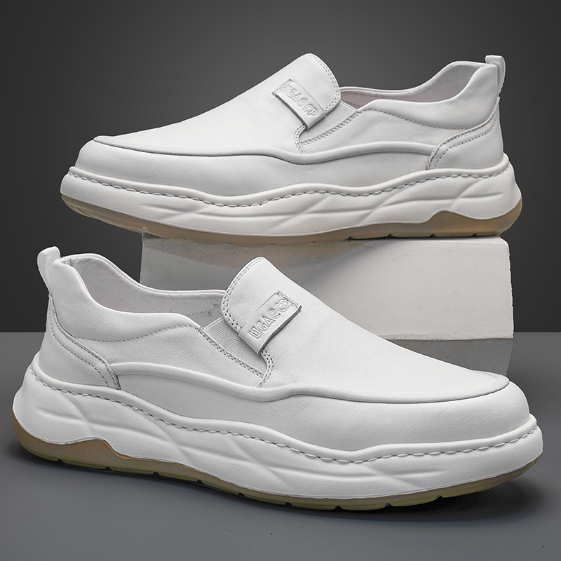 Men's Shoes, Genuine Leather, First-Layer Cowhide, Casual Shoes, Ultra-Light, Soft-Soled, Slip-On, Thick-Soled White Shoes, Men's White Leather Shoes Men's Shoes, Genuine Leather, First-Layer Cowhide, Casual Shoes, Ultra-Light, Soft-Soled, Slip-On, Thick-Soled White Shoes, Men's White Leather Shoes