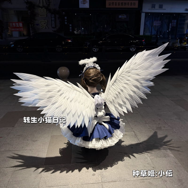 Handmade Angel Wings Electric Wings Black and White Lolita Movable Atmospheric Photo Props Rem Cosplay Props Handmade Angel Wings Electric Wings Black and White Lolita Movable Atmospheric Photo Props Rem Cosplay Props