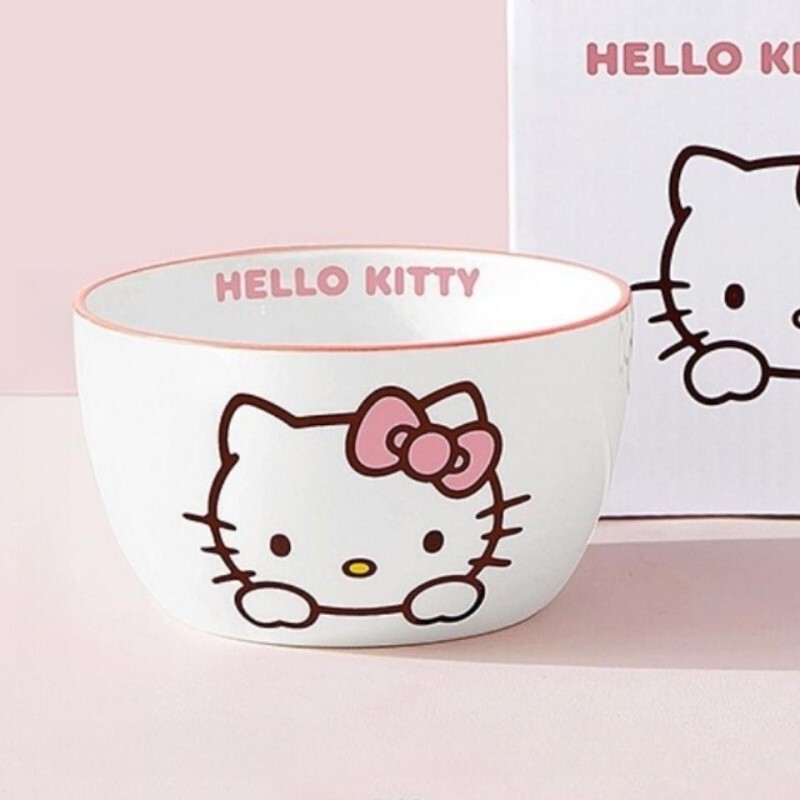 Hello Kitty Ceramic Bowl for Elementary School Students, Hello Kitty Rice Bowl, Home-Use, Special for Girls, Beautiful Kt Cat Tableware Hello Kitty Ceramic Bowl for Elementary School Students, Hello Kitty Rice Bowl, Home-Use, Special for Girls, Beautiful Kt Cat Tableware
