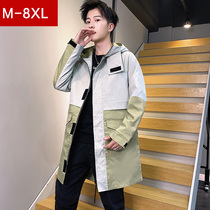 Mens windbreaker mid-length Spring and Autumn Korean version of the trend youth jacket mens wear students plus fat plus size fat coat