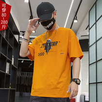 Japanese orange trend short sleeve plus fat plus size fat loose men and women couple summer T-shirt on clothes