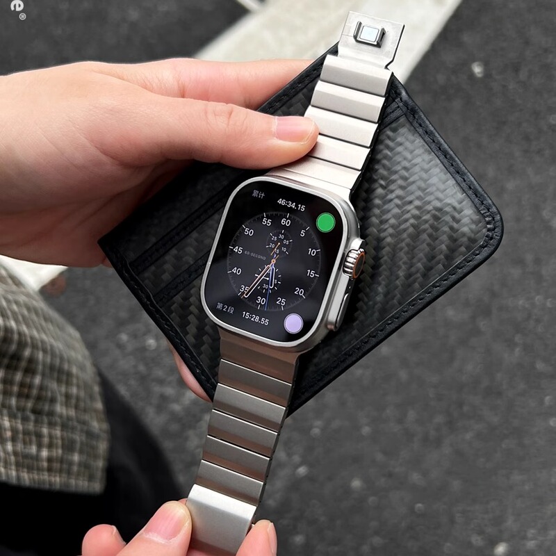 Apae Titanium Alloy Watch Band Minimalist High-End Style Metal Stainless Steel Watch Band Suitable for Apple Watch 3456789S7S8S9S10S11 Generation Seultra1/2/3 Apple Watch Band