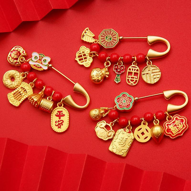 Gold Color Bepin Pregnant Woman Baby Boy Out Pendant Ancient Fasa Sand Gold Pendant Dragon Rabbit Baby Brooch Safe Accessories-Taobao