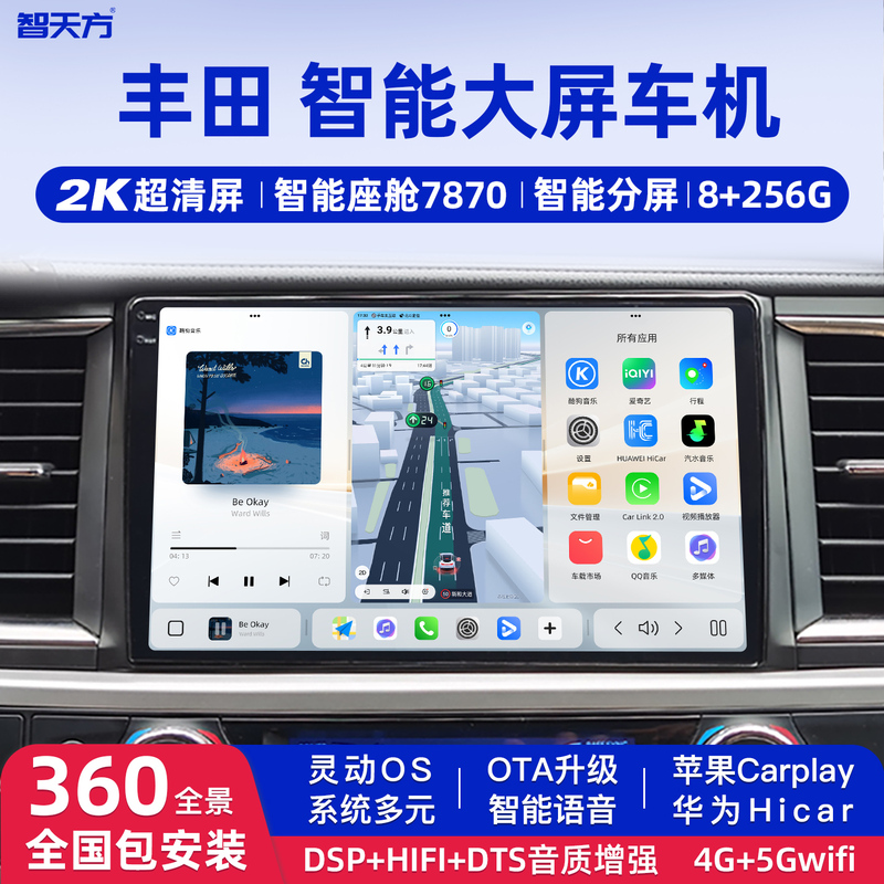 Suitable for Toyota Camry, Highlander, Rav4, Rongfang, Corolla, and Levin Car Central Control Large-Screen Navigation All-In-One Device
