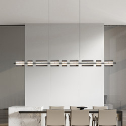 Nordic Minimalist Iron Art Black Dining Room Long Pendant Light Modern Minimalist Living Room Italian Glass Long Strip Lighting Fixture
