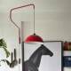 Red Swing Arm Chandelier in Wabi-Sabi Style for Living Room Wall, Bedroom Bedside, Dining Room, No-Wiring Foldable and Retractable Wall Lamp