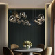 Nordic Circular Design Bubble Pendant Light, Creative Light Luxury Glass Lamp for Living Room and Dining Room, Minimalist Ins-Style Bedroom Lighting