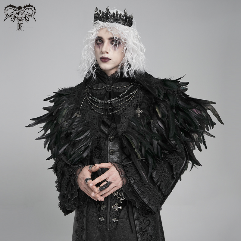 Devil Fashion Devil Fashion Niche Subculture Gothic Pointed Collar Feather Short Cape【Ca055】
