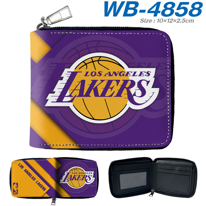 International Basketball and Football Team Logo Short Zipper Wallet Cartoon Student Pu Bi-Fold Leather Wallet Card Holder Coin Purse