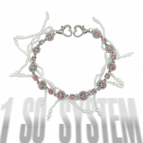 1SO original design pink rhinestone artificial pearl bow love buckle short necklace choker clavicle chain