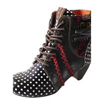 TMA EYES polka dot leather belt moccasin hand-stitched outdoor casual womens boots handmade trendy brand