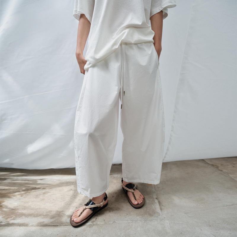 Shkuco Textured Paper-Like Lightweight Loose Classic Stylish Deconstructed Balloon Casual Cropped Pants