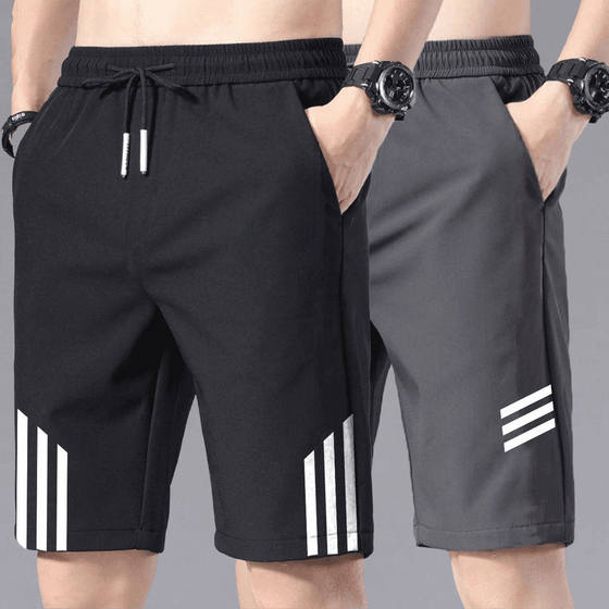 冰丝短裤男夏季透气五分裤百搭潮牌宽松大码男生运动休闲沙滩裤子