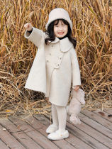Korean childrens clothing double-sided cashmere jacket 2024 autumn and winter baby woolen thickening for small and medium-sized children