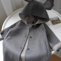 New autumn and winter childrens double-sided cashmere coat for girls rabbit ears wool mid-length woolen large