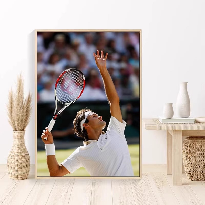 Federer Decorative Painting Bedroom Wall Art Sports Tennis Court Tennis Star Sports Figure Poster Mural