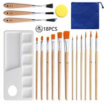 Cross-border oil paint brush 18-piece set hook line gouache acrylic watercolor brush palette special-shaped scraper painting supplies