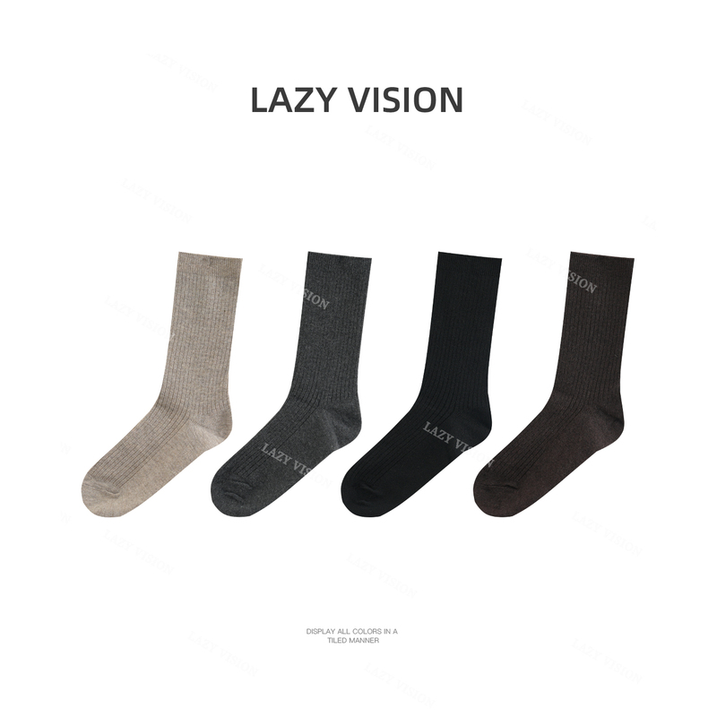 Lazyvision Solid Color Elastic Seamless Long Socks, Four Pairs Pack, Unisex, Comfortable and Breathable Mid-Calf Socks 39937 Lazyvision Solid Color Elastic Seamless Long Socks, Four Pairs Pack, Unisex, Comfortable and Breathable Mid-Calf Socks 39937