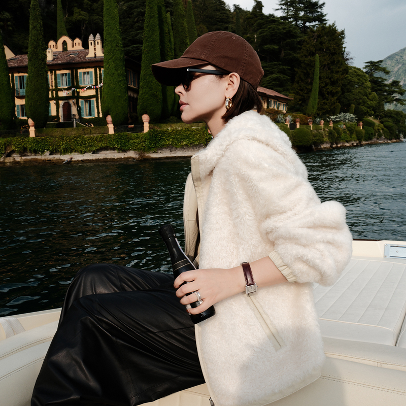 Lazyvision Lacon Fur Integrated Coat for Women Winter Lacon White Warm Hooded Jacket 38948 Lazyvision Lacon Fur Integrated Coat for Women Winter Lacon White Warm Hooded Jacket 38948