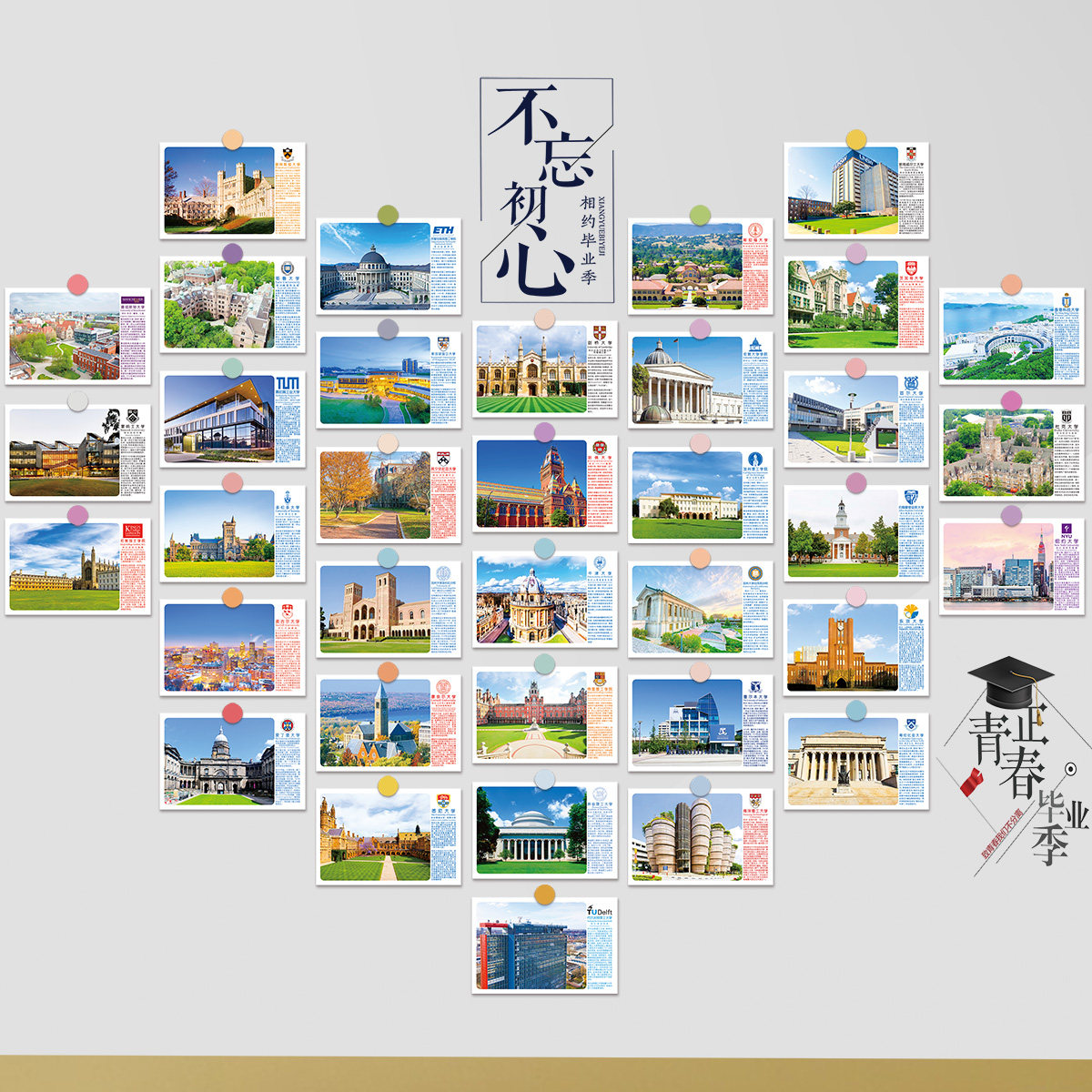 中国名校大学励志班级教室文化黑板装饰墙贴建设中考高考心愿高中初中生新学期高三学生世界学习目标挂图贴画