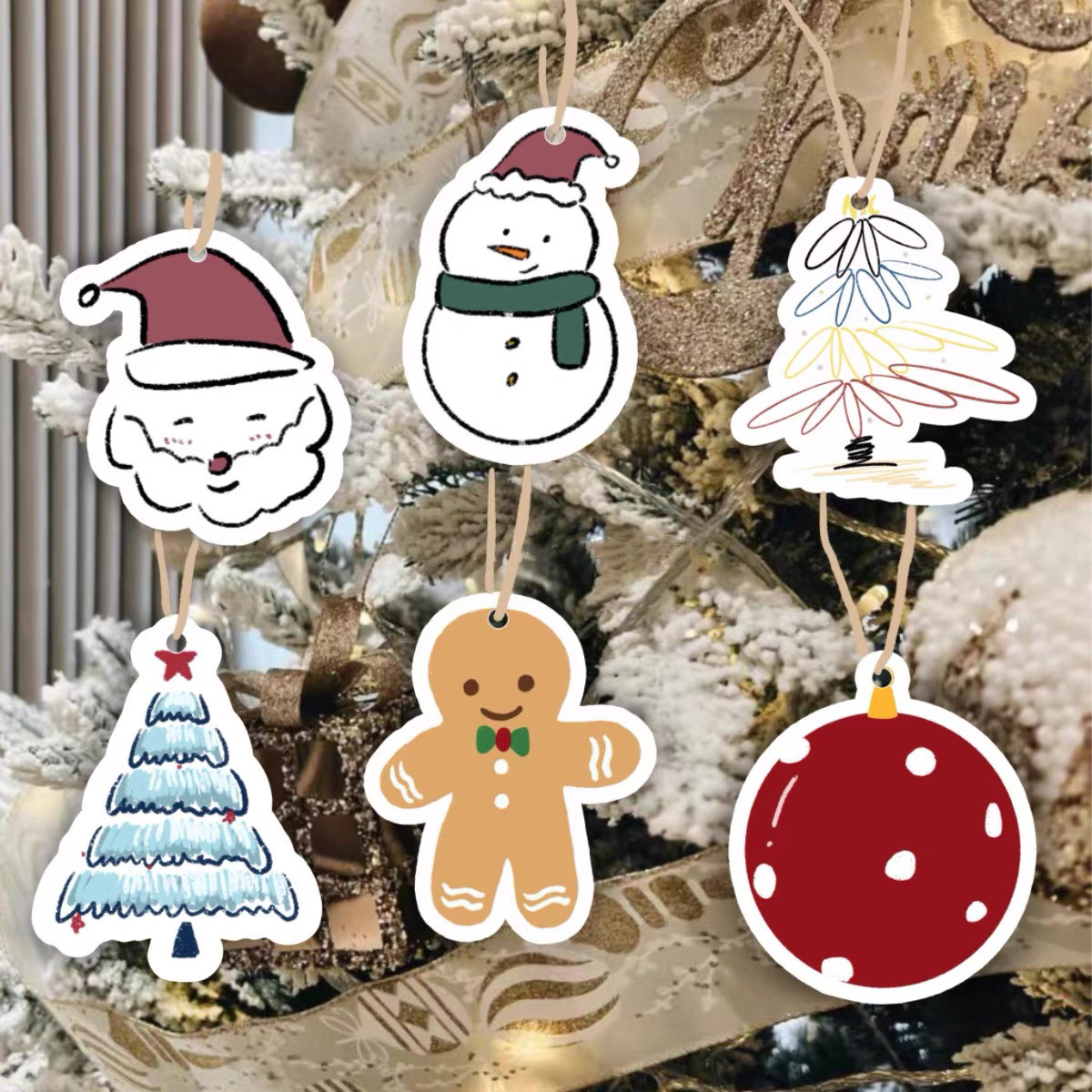 New Christmas Decoration Tags, High-Quality and Cute Hanging Ornaments, Christmas Gift Pendants, Small Hanging Cards, Original Hand-Painted
