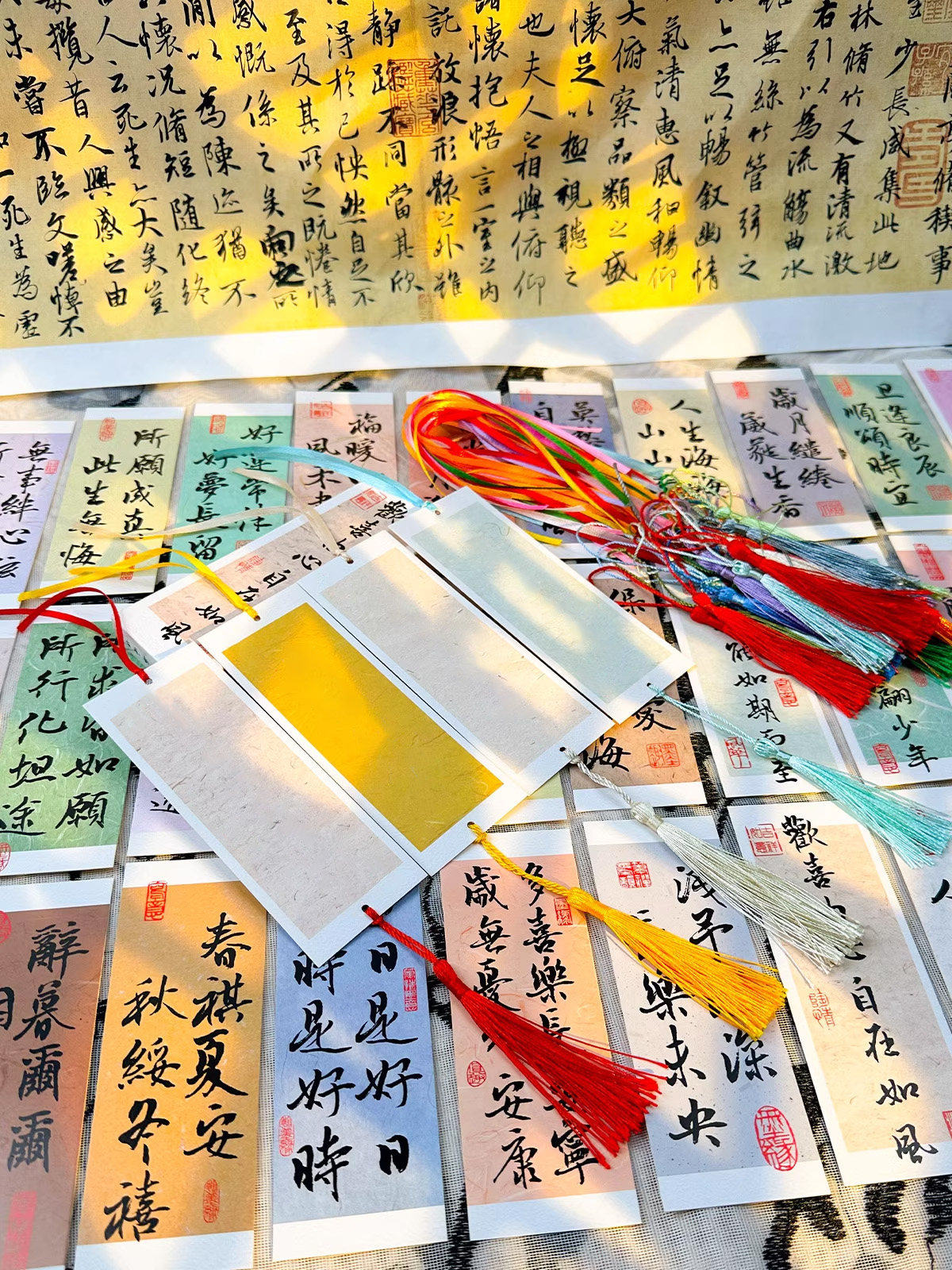 Ancient Style Blank Bookmark Cards, Chinese Style Imitation Rice Paper Texture, Calligraphy with a Brush, Traditional Chinese Painting, Handwritten Hanging DIY Wish/Goal/Blessing Cards, Paper for Giving to Friends, Hard Pen Writing Class Materials Kit
