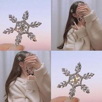 Korean Style Snowflake Rhinestone Hair Clips Crystal