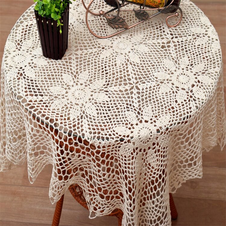 Foreign trade Original single European-style pure cotton line true hand crochet hook needle hook flower square table cloth table cloth dust cover universal cover cloth