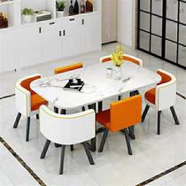 q One ​​table and six chairs reception table and chair combination small apartment dining table sales meeting customer factory to discuss new products of Nordic small round table