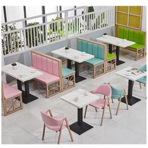 Chaires des ateliers de consommation de petit manger Thé de lait combiné Dessert Acheter Burger Shop Café Imitation Solide Wood Cassette Sofa Simple Catering Meubles