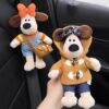 Cute Cartoon Dog Car Seat Belt Shoulder Protectors, a Pair of Couple Protective Covers, Car Dolls, Interior Decoration Ornaments