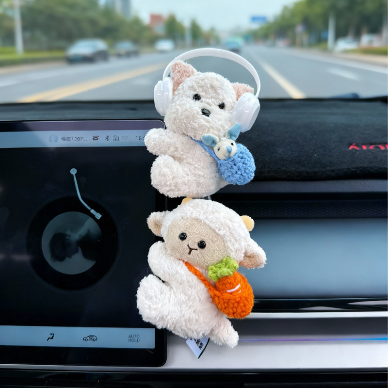Car Ornaments Cartoon Cute Plush Doll Car Dashboard Screen Interior Dashboard Decoration Ornaments for Women