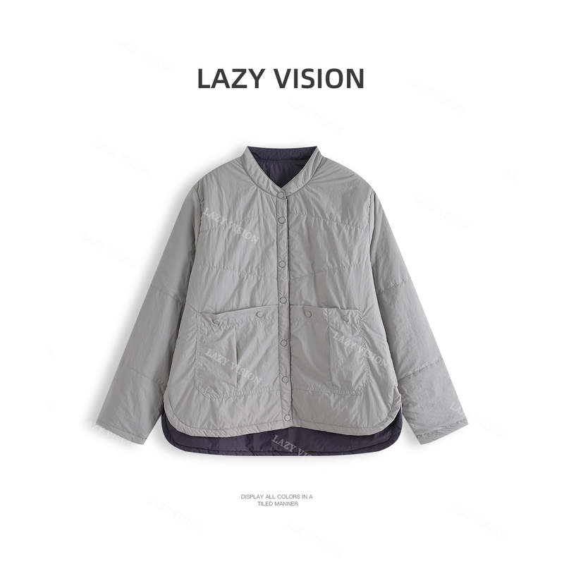 Sasha|Reversible Warm Casual Round-Neck Women's Winter Short Anti-Wrinkle Double-Sided Color-Blocked Jacket 40255 Sasha|Reversible Warm Casual Round-Neck Women's Winter Short Anti-Wrinkle Double-Sided Color-Blocked Jacket 40255