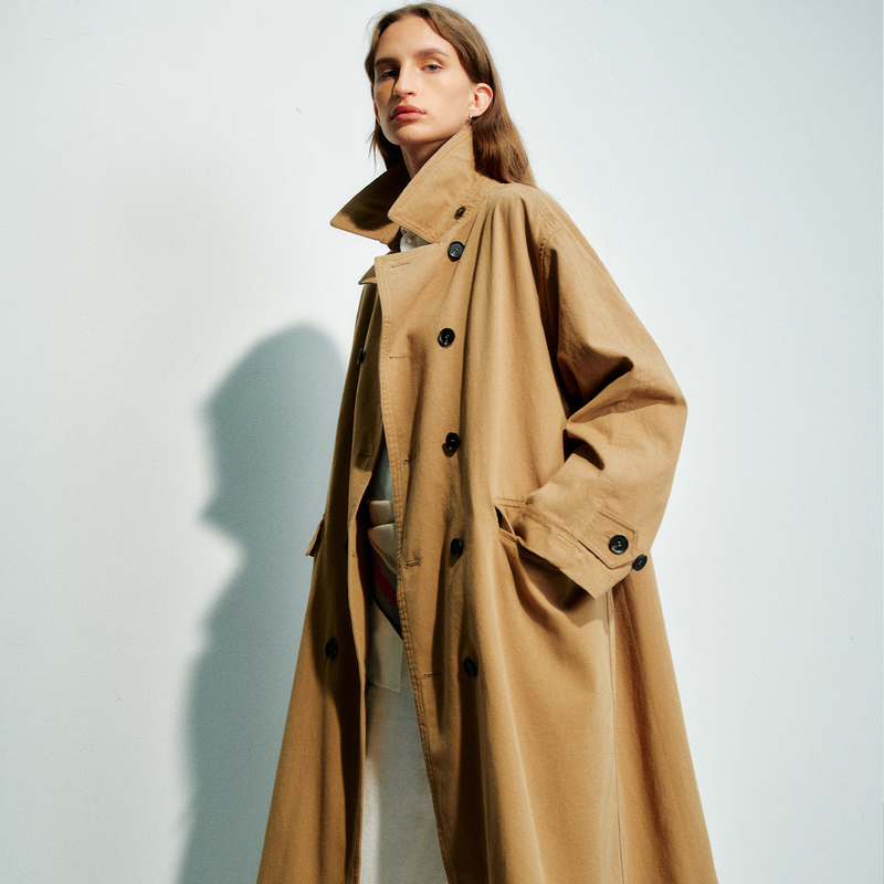 Sasha | High-End Commuter Long Trench Coat for Women 2026 Spring and Autumn Textured Twill Cotton Double-Breasted Jacket 35216