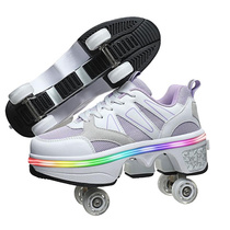 Net Red Storm Walking Shoes Automatic Folding Skate Skate Wheel Sliding Shoes Deformation Shoes Double-Row Sliding Shoes Four-Wheel-Style Storm Walker Wheels