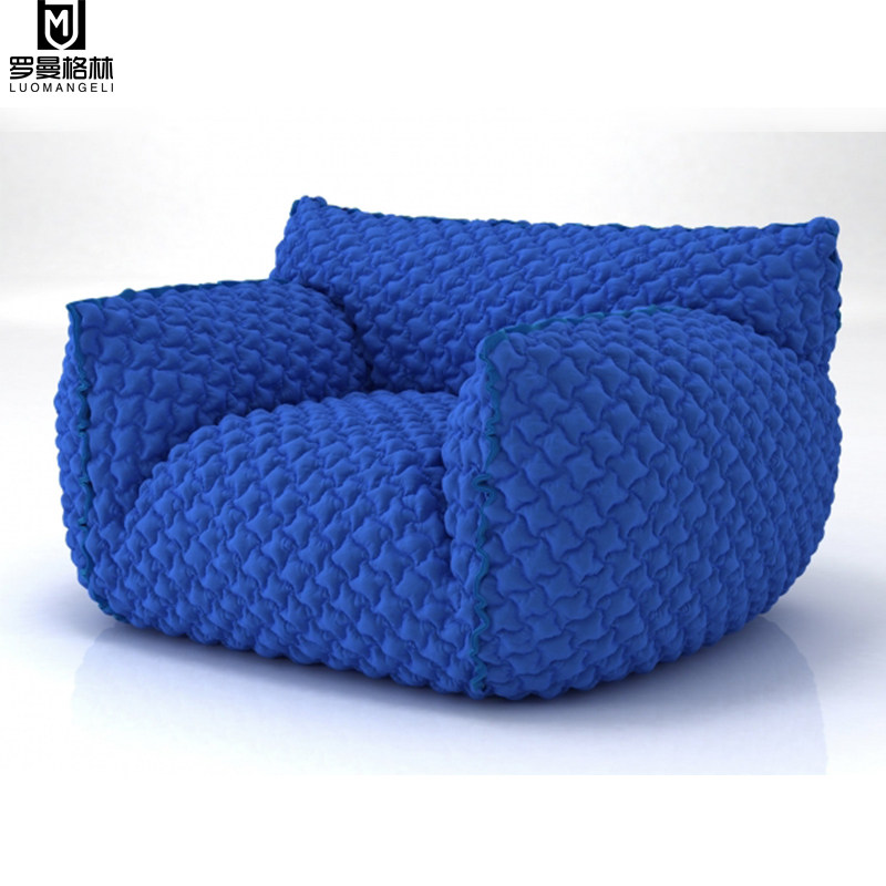 Italian network red designer creative blue fat single person sofa chair Italian luxury large layer knitting fabric sofa