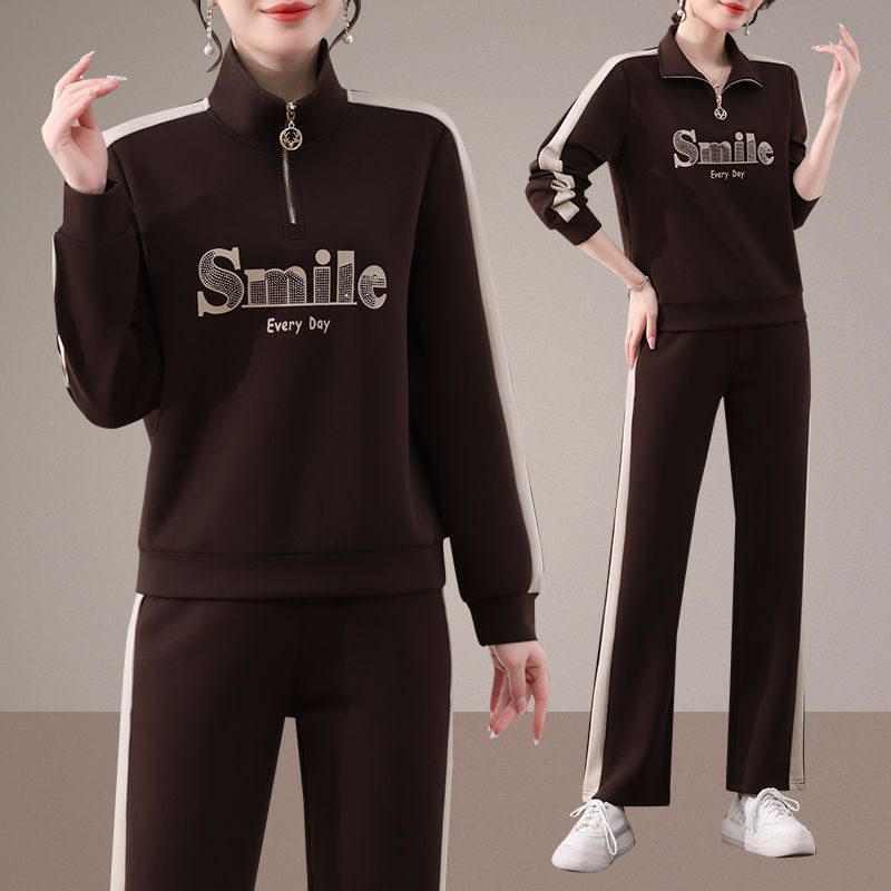 Cotton lady upscale sports suit women's spring and autumn two sets of new casual fashion expats 100 Lap Noble-Taobao