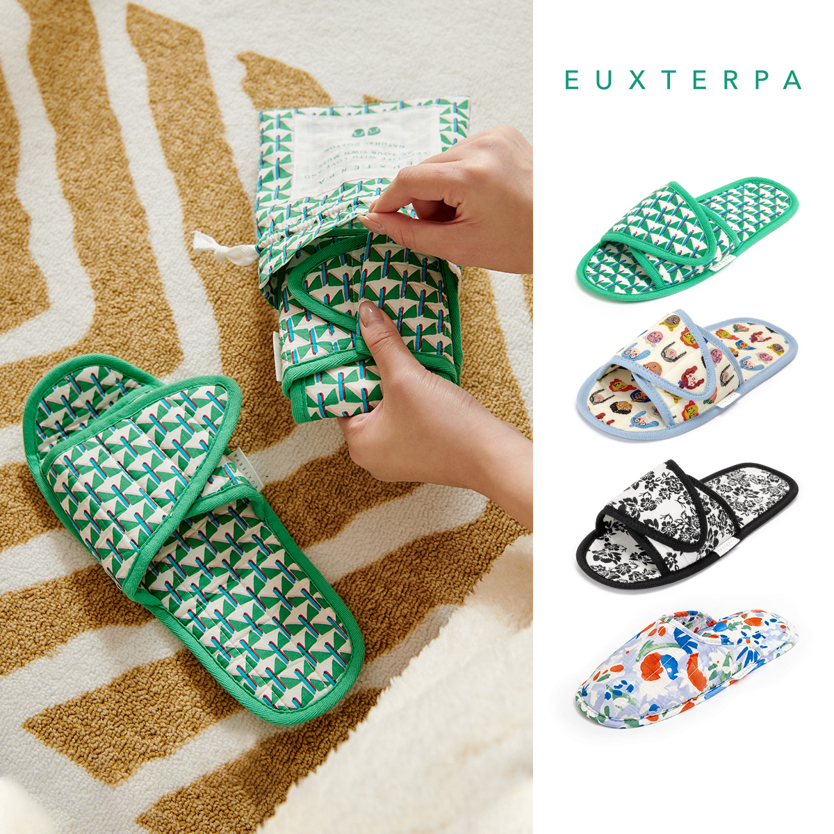 EUXTERPA スタートラベル折りたたみスリッパカップルホテル軽量ポータブルスリッパ