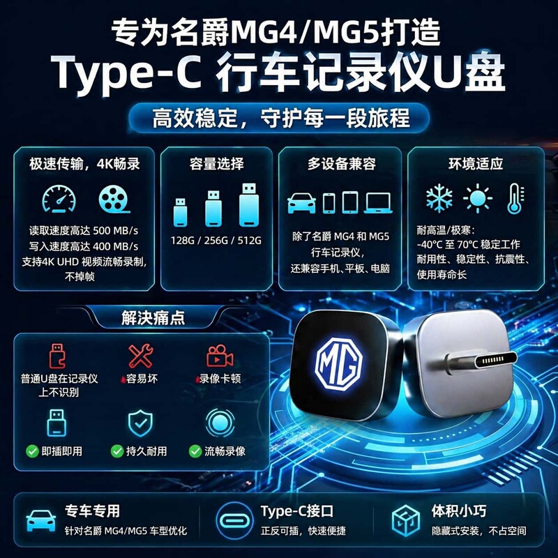 Suitable for Mg5 Driving Recorder USB Flash Drive Mg5Mg4 Dedicated Recorder Usb3.0 Flash Drive