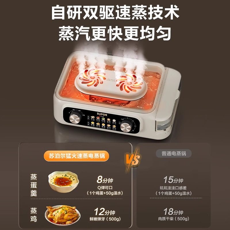 Supor Electric Steamer Multifunctional Household Three-Layer Large Capacity Fully Automatic Timed Steam Pot Steamer 2025 New Model