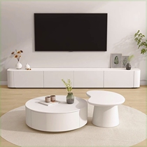 Nordic style TV cabinet floor-standing hollow back multi-functional home living room large and small TV cabinet coffee table storage
