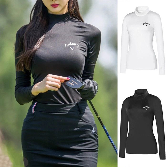 New Autumn and Winter Golf Clothing Women's Long-Sleeved T-Shirt Fleece-Lined Base Layer Golf Casual Sports Quick-Drying Top