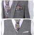 Bốn mùa, hai ngực đơn, giữa mở, len, hoa văn xương cá, vest, vest, vest ba mảnh màu xám, nam quần nam Suit phù hợp