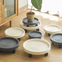 Japan imported MUJIE tempered mobile flowerpot tray with wheel pulley water tray universal wheel base green plant mat