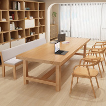 Tangji solid wood desk conference table living room desk large table library desk negotiation 1 4 meters sofa chair 2