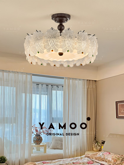 Yameng French-Style Cream Mid-Century Bedroom Ceiling Lamp 2026 New Light Luxury American Retro Room Study Lighting Fixtures