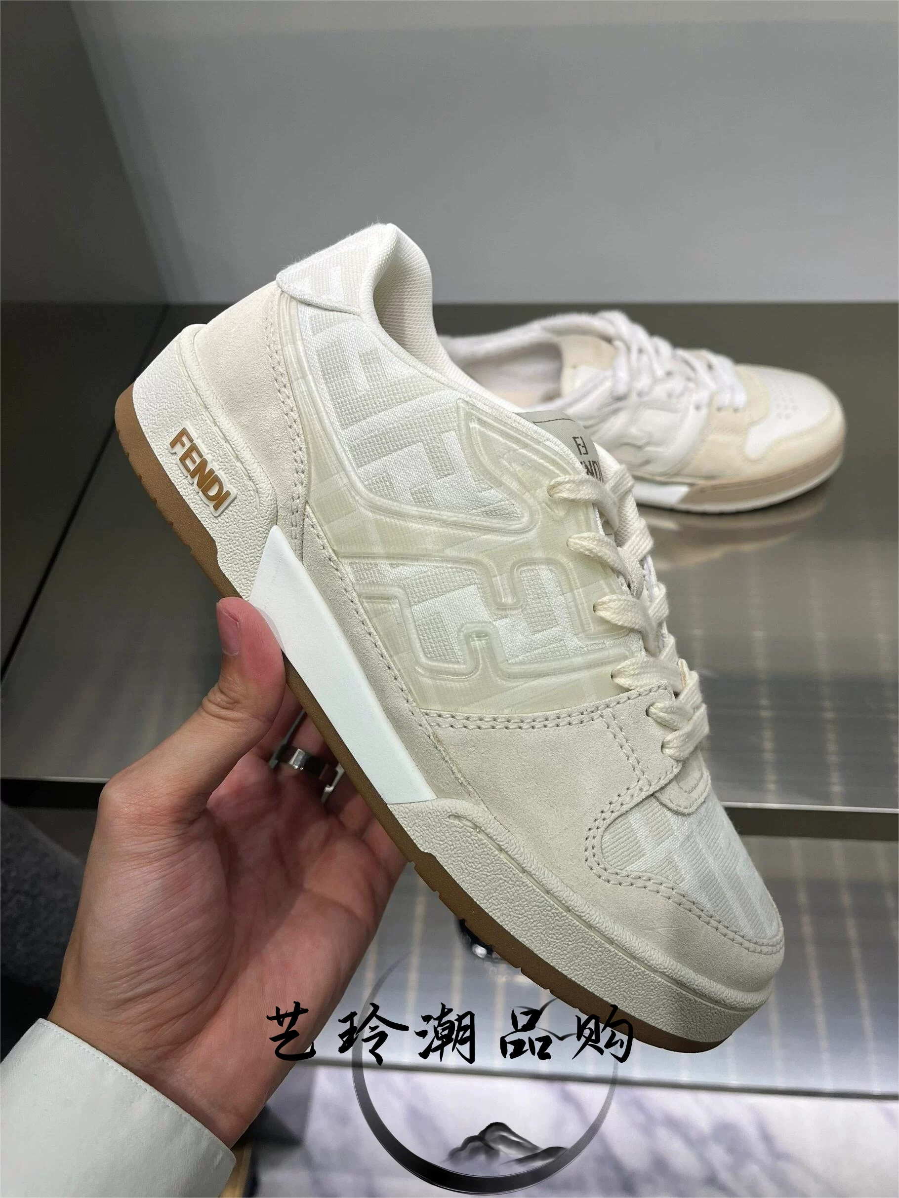 FENDI / Fantai новые MATCH доска обувь замша ткань стежка повседневные мужские кроссовки ретро-старый цветок спортивные женские кроссовки