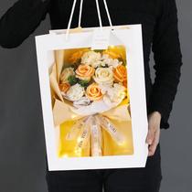 Retro orange eternal flower red rose kapok dried flower vase living room decoration for girlfriend birthday Mothers Day gift