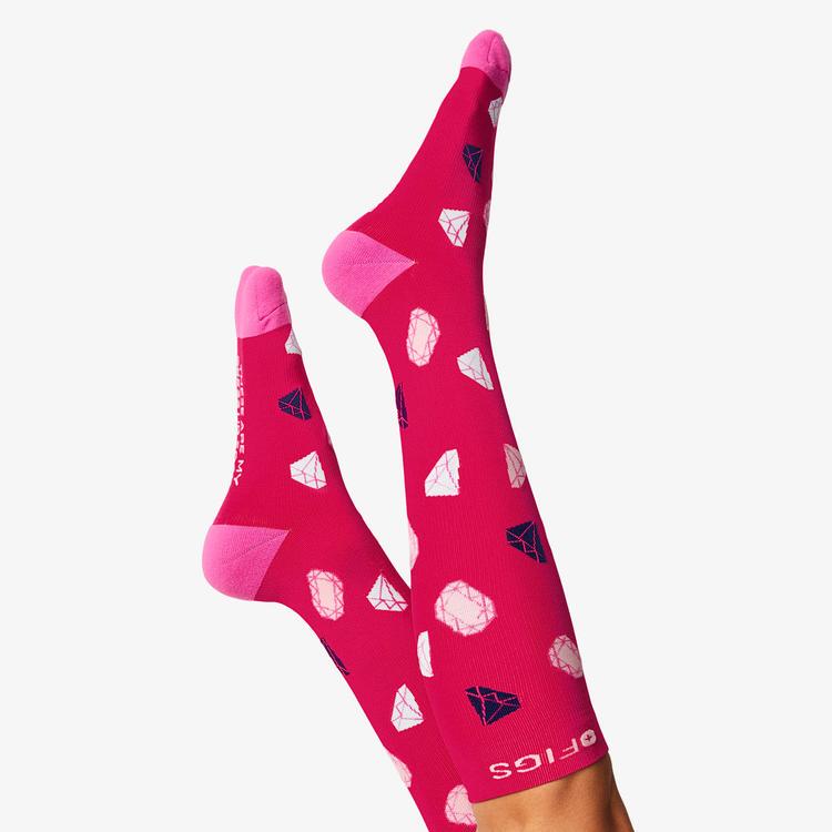Relieve Legs, Stand up Fatigue, Promote Blood Circulation, Diamond Shiny Long-Tube Women's Pressure Socks Fg