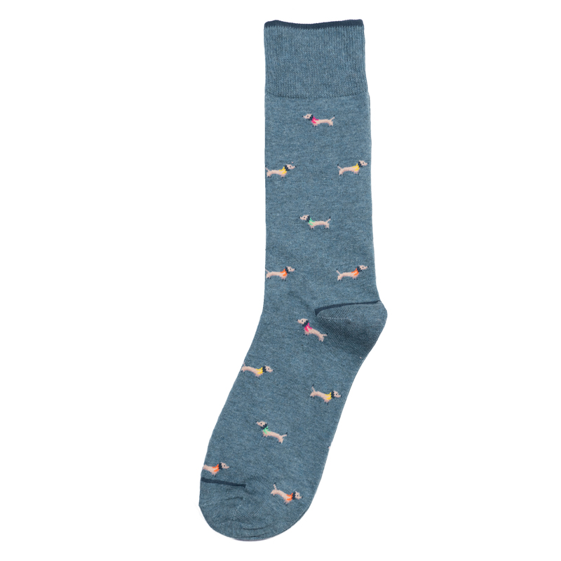 Comfortable Cotton Dachshund Sausage Dog Pattern Mid-Calf Men's Socks Bl037